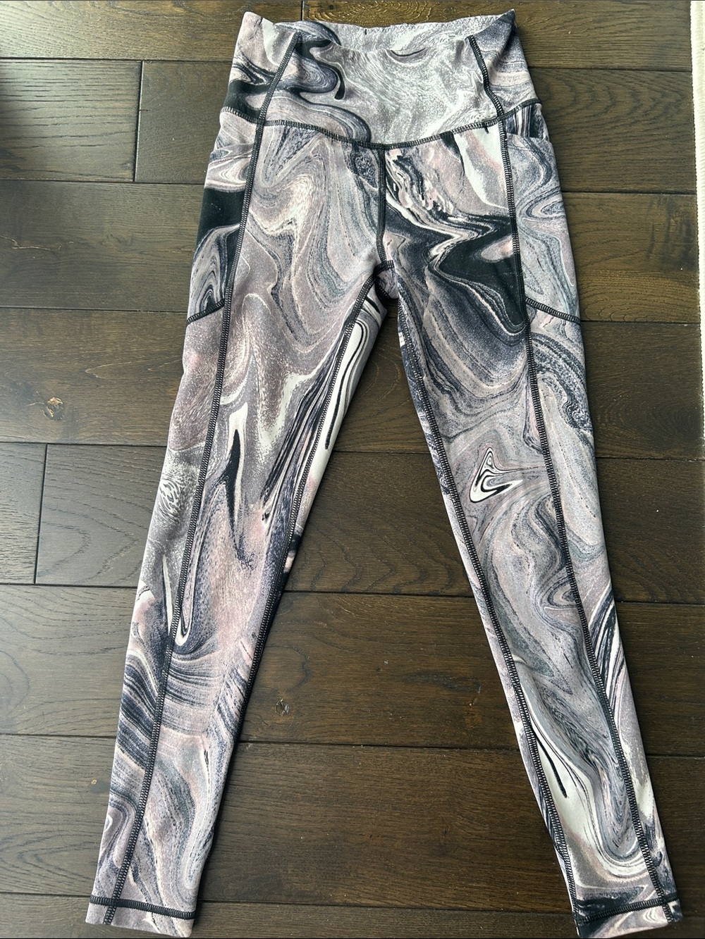 Victoria's Secret Marble Print Leggings in Black, Pink, Gray